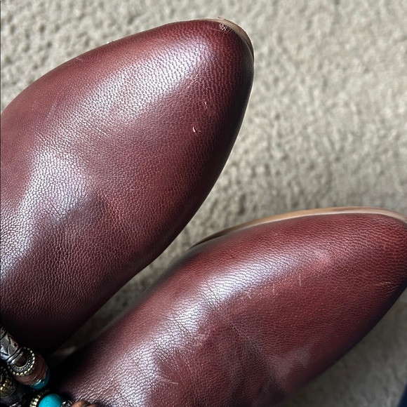 Antelope Red Brown Ankle Boots with Beaded Accents - Picture 7 of 11